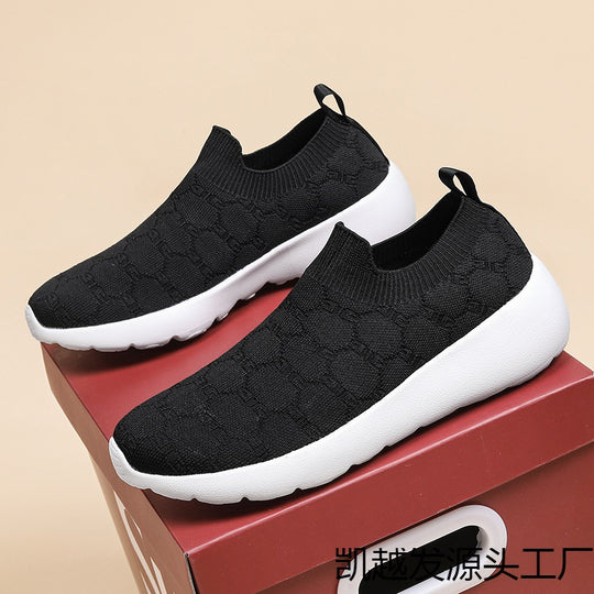 Damen Bequeme Strick-Sneaker mit elastischem Kragen EB