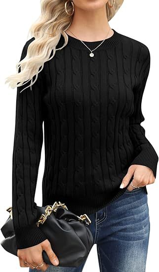 Damen klassischer Strickpullover mit Zopfdesign EB