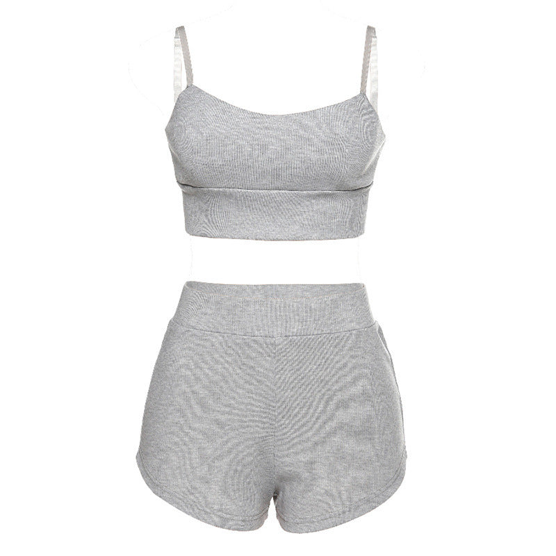 Damen Sportliches Zweiteiliges Set mit bequemen Shorts und Top EB