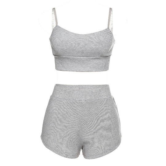 Damen Sportliches Zweiteiliges Set mit bequemen Shorts und Top EB