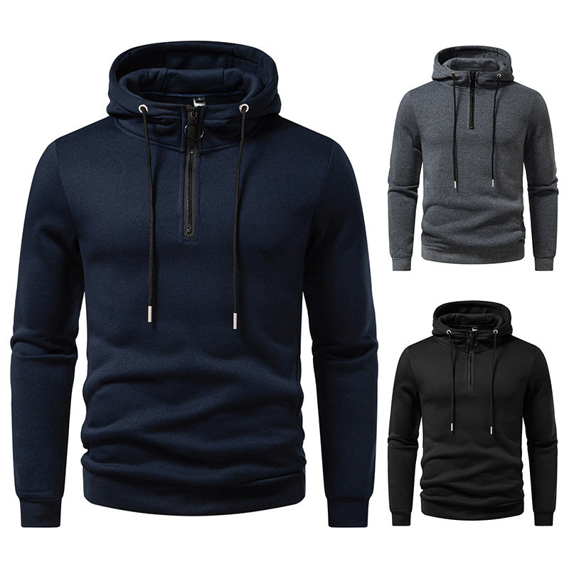 Herren Kapuzenpullover mit halblangem Reißverschluss und modernem Schnitt EB