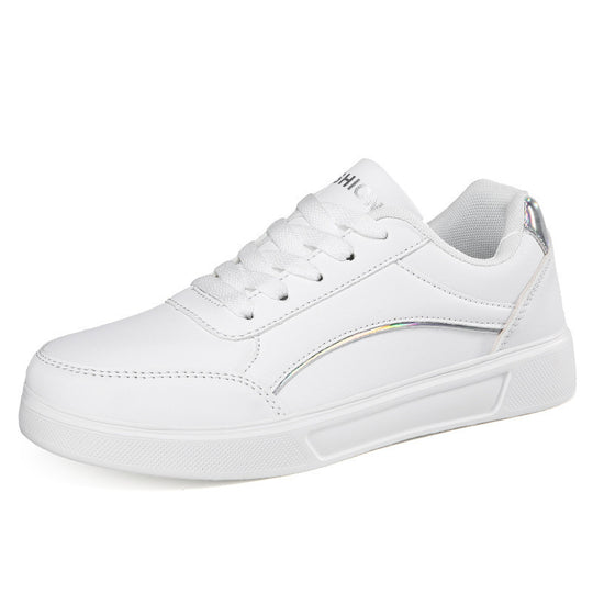 Damen nan niedrig geschnittener Kunstleder Sneaker mit holografischem Fersenbesatz EB