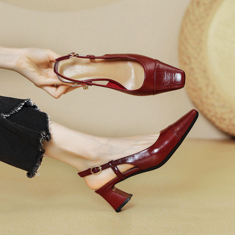 Damen Slingback-Pumps mit metallischem Obermaterial und edlem Blockabsatz EB