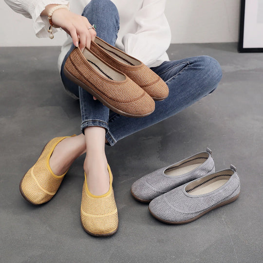 Damen bequeme Slip-On Schuhe mit atmungsaktivem Gewebe EB