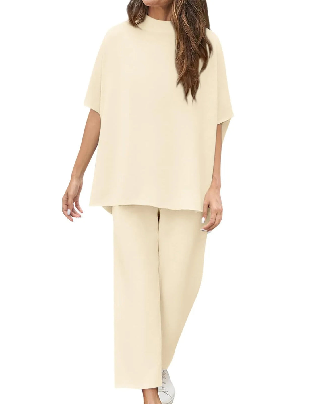 Damen lässiges Lounge-Set mit weit geschnittenem Oberteil und bequemen Hosen EB