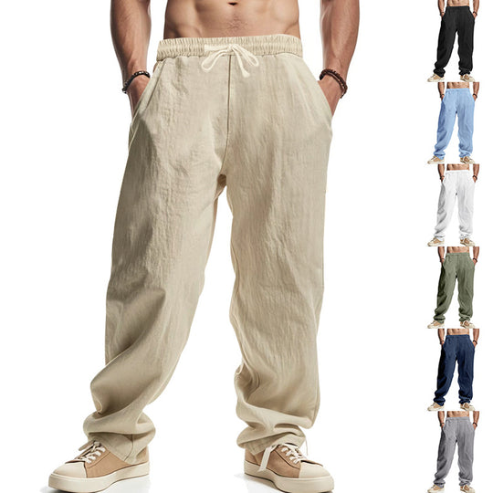 Herren lockere Sommer-Cargohose aus atmungsaktivem Material mit verstellbarem Kordelzug EB