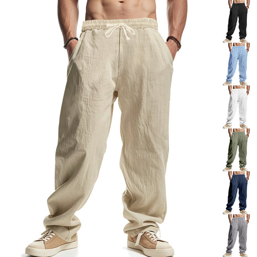 Herren lockere Sommer-Cargohose aus atmungsaktivem Material mit verstellbarem Kordelzug EB