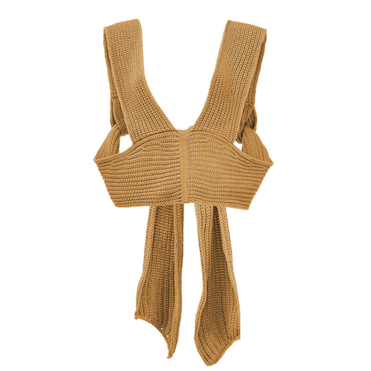 Damen gestricktes Crop-Top mit raffinierten Rückendetails EB