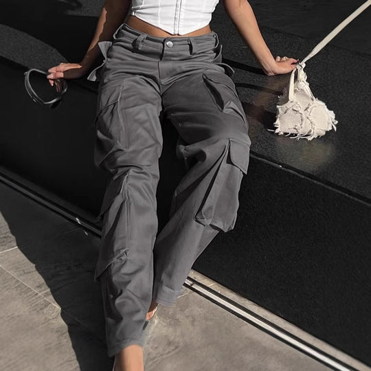 Damen Cargo-Hose mit breitem Schnitt und funktionalen Taschen EB