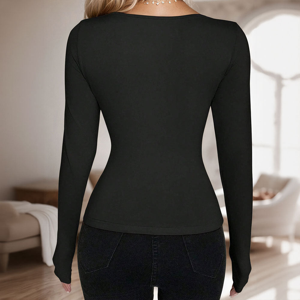 Damen figurbetontes Langarmshirt mit Schnürung, Knopfleiste und schmaler Taillenform Eichborn Berlin