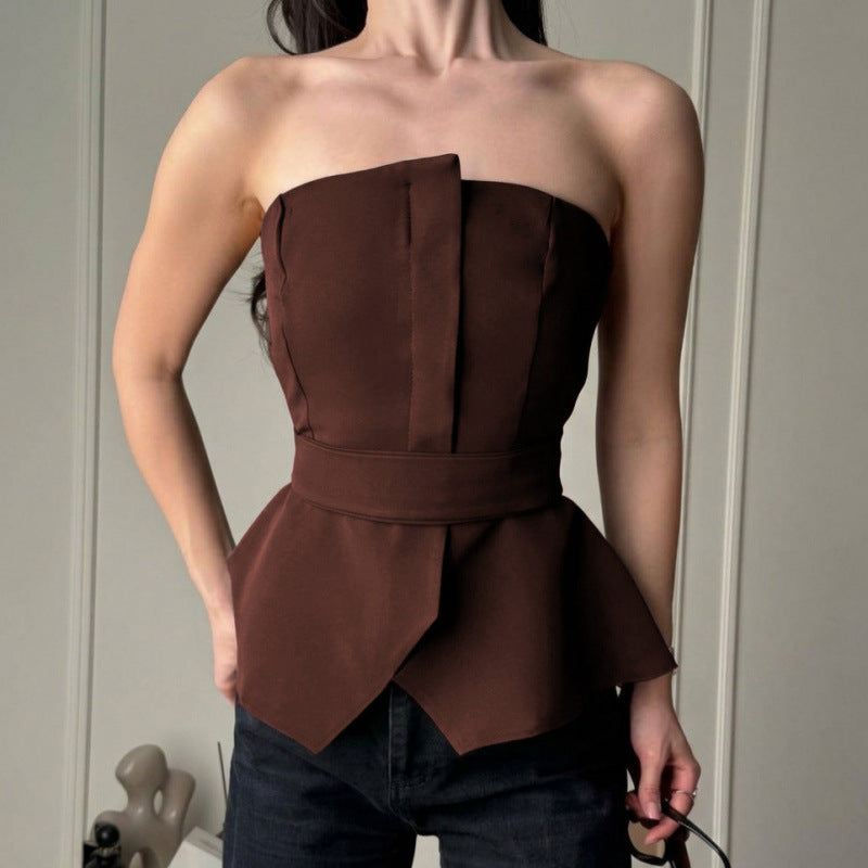 Damen Tailliertes Oberteil mit strukturiertem Design und schicker Rüsche EB
