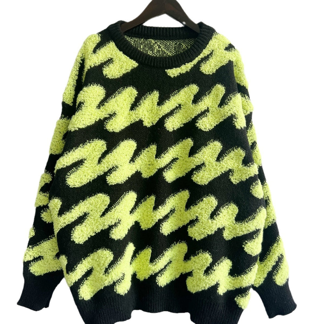 Damen grob strukturiertes Sweatshirt mit kontrastierenden Mustern EB