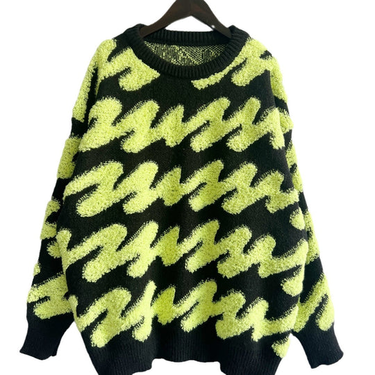 Damen grob strukturiertes Sweatshirt mit kontrastierenden Mustern EB