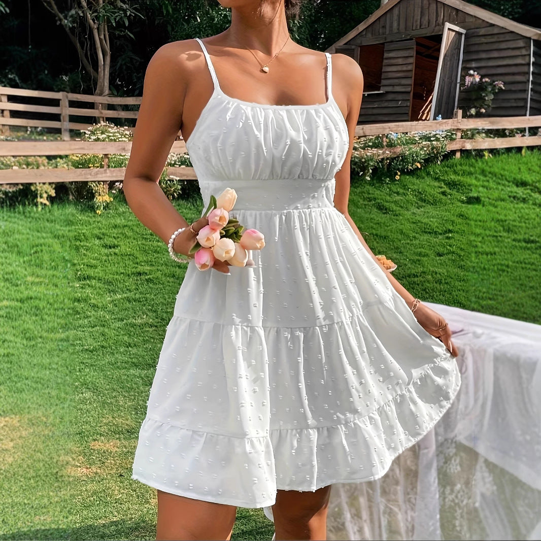 Damen Sommerliches Kleid mit Volantdesign EB