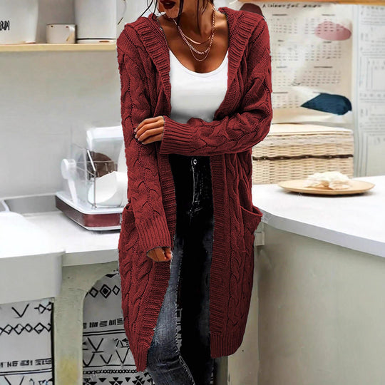 Damen Grobstrickjacke mit hochwertigen Zopfmustern und praktischen Taschen EB
