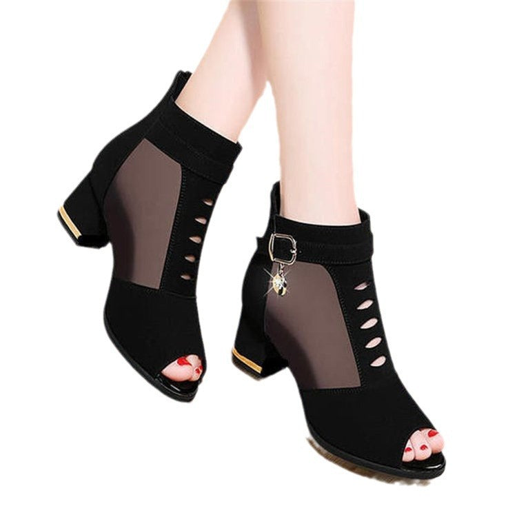 Damen Offene Sandalen im modernen Design mit transparenten Einsätzen EB