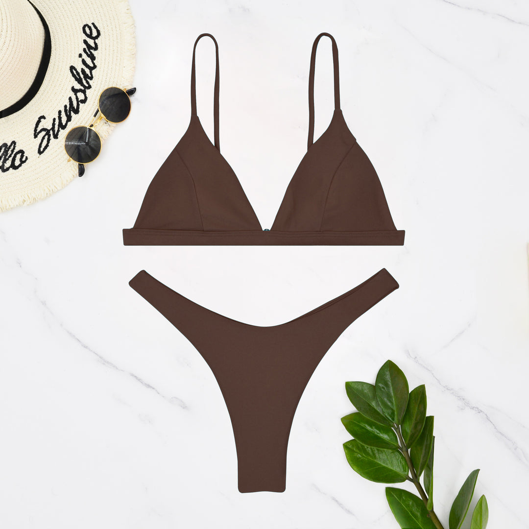 Damen Triangel-Bikini mit verstellbaren Trägern und minimalistischem Design EB