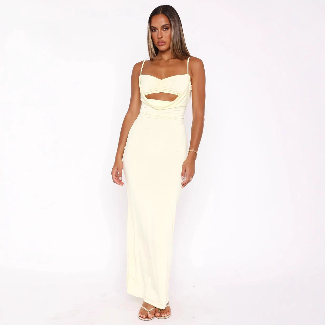 Damen Elegantes Cut-Out Maxikleid EB