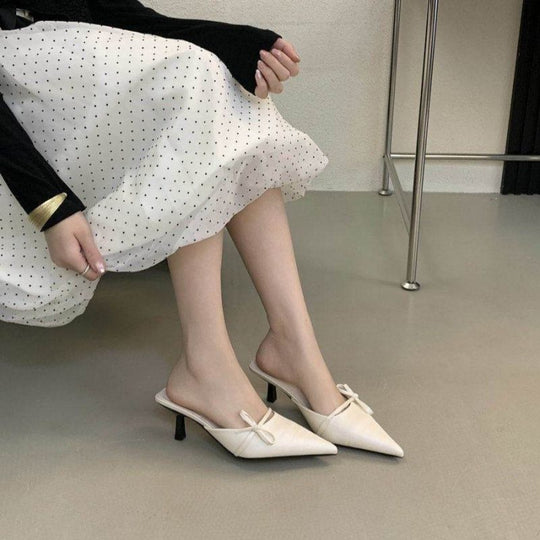 Damen elegante Mules mit zartem Schleifendetail EB
