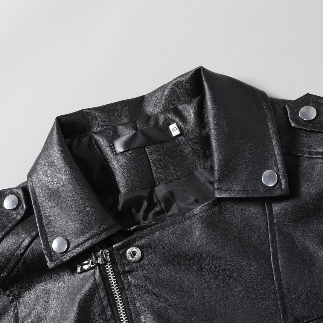 Herren lässige Bikerjacke aus hochwertigem mit asymmetrischem Reißverschluss EB