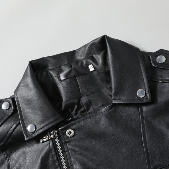 Herren lässige Bikerjacke aus hochwertigem mit asymmetrischem Reißverschluss EB