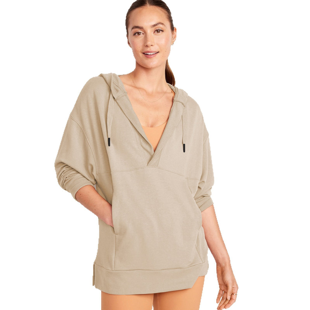 Damen Lässiger Kapuzenpullover mit asymmetrischem Schnitt und praktischen Taschen EB