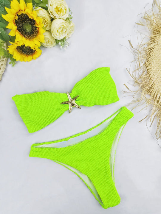 Damen Bikini-Set mit eleganter Schleifenverzierung und verstellbaren Trägern EB