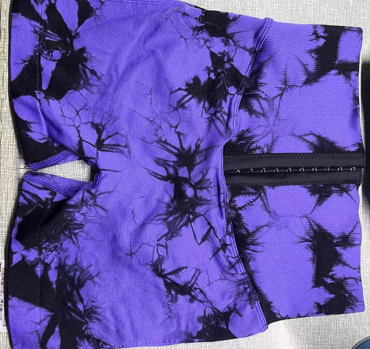 Damen Modische Radlerhosen mit höhenverstellbarem Bund und einzigartigem Batikdesign EB
