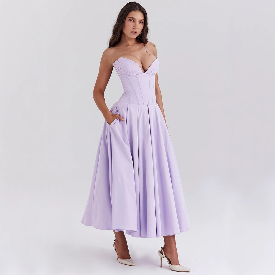 Damen Abendkleid mit elegantem Herzausschnitt und ausgestelltem Rock Heidi-Mode