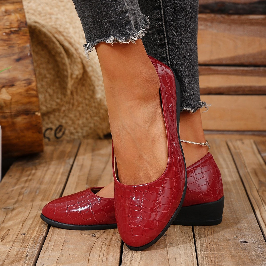 Damen Elegante und komfortable Ballerinas mit modischem Krokopattern EB