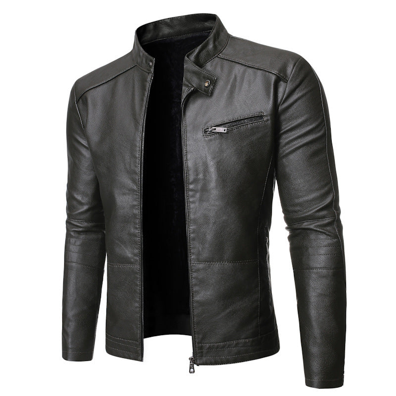 Herren elegante Motorradjacke mit modernem Stehkragen EB