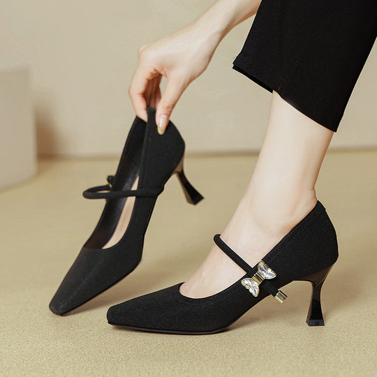 Damen elegante Mary Jane Pumps mit dekorativen Schmuckdetails EB