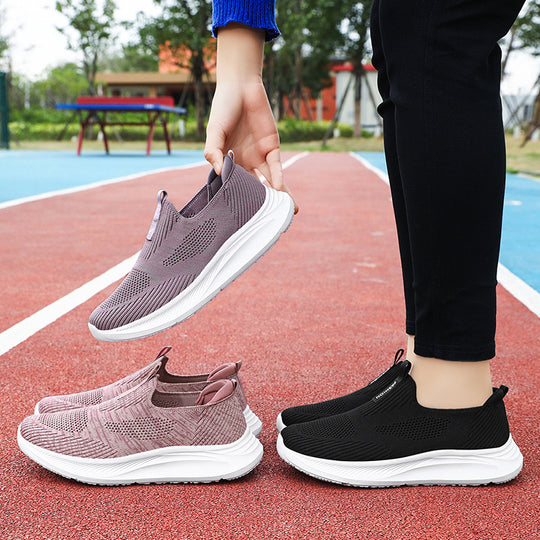 Damen Bequeme Slip-On Sneakers mit atmungsaktivem Obermaterial und dämpfender Sohle EB