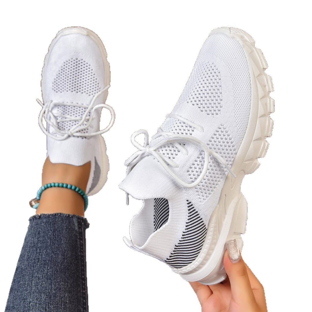 Damen trendige Slip-On Sneakers mit atmungsaktivem Strickdesign EB
