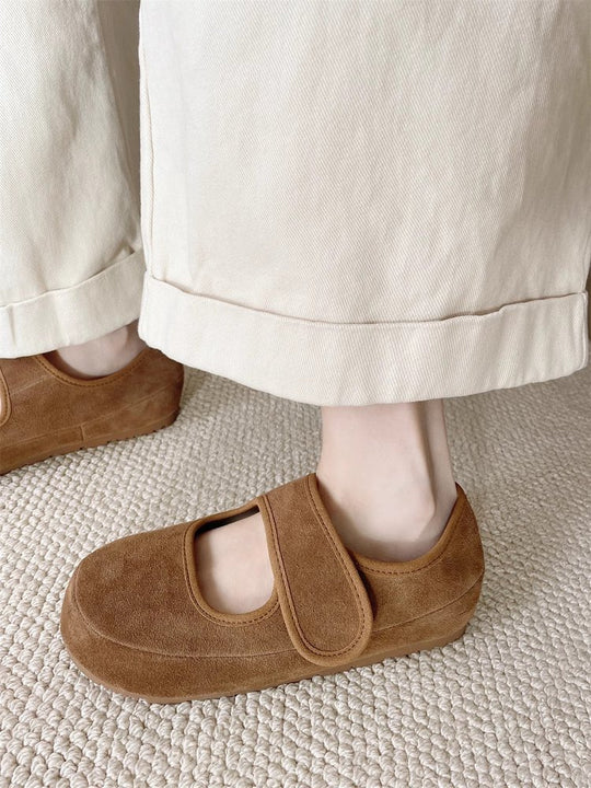 Damen bequeme Slipper mit praktischem Klettverschluss und weicher Sohle EB