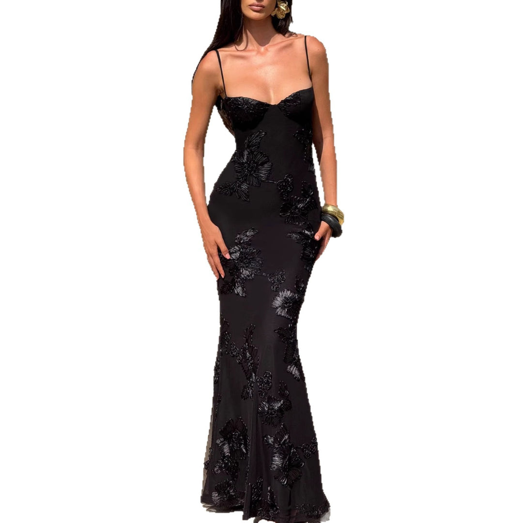 Damen Elegantes Abendkleid mit floralem Spitzenmotiv und tailliertem Schnitt EB