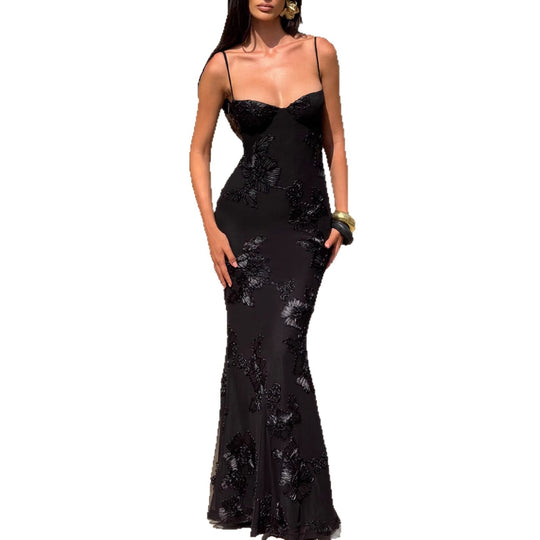 Damen Elegantes Abendkleid mit floralem Spitzenmotiv und tailliertem Schnitt EB