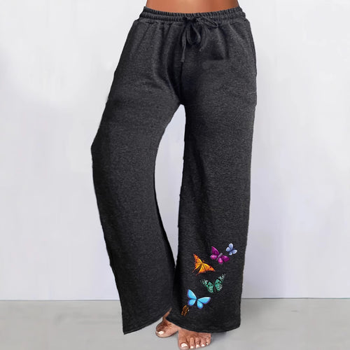 Damen Freizeit-Hose mit buntem Schmetterlings-Motiv EB