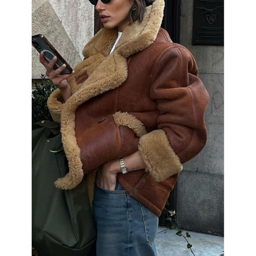 Damen Kunstfell jacke mit lässigem Oversized-Schnitt EB