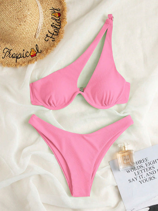 Damen Triangel-Bikini mit asymmetrischem Schnitt und gepolstertem Oberteil EB