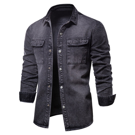 Herren Denim Hemd mit doppelten Brusttaschen und lässigem Schnitt EB