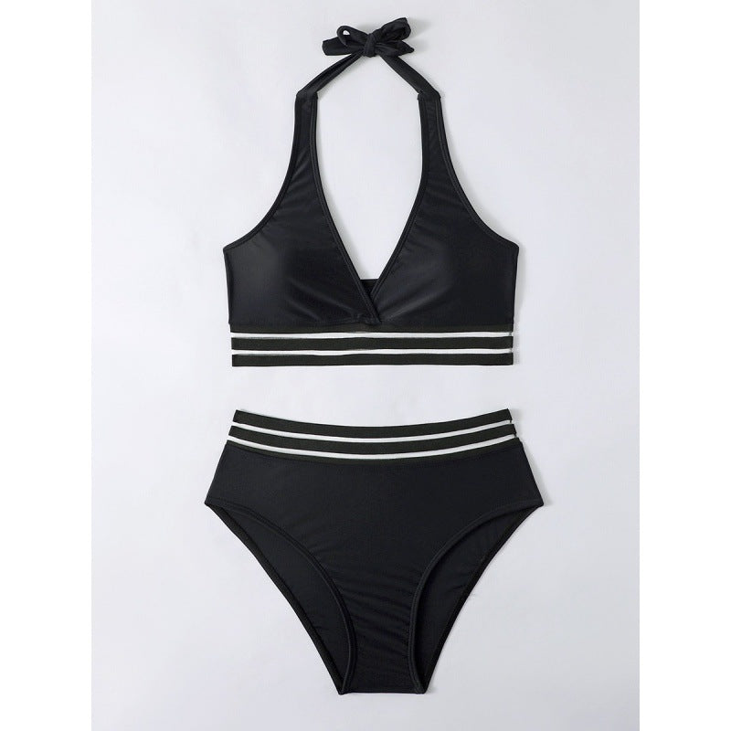 Damen Triangel-Bikini-Set mit sportlichem Streifenmuster EB