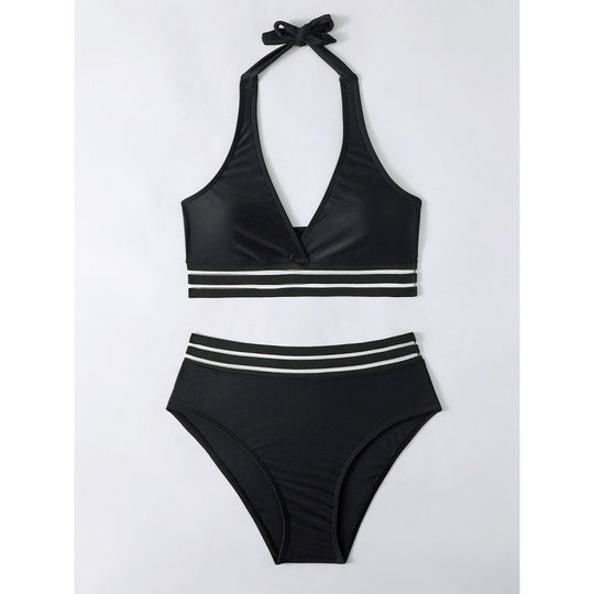 Damen Triangel-Bikini-Set mit sportlichem Streifenmuster EB