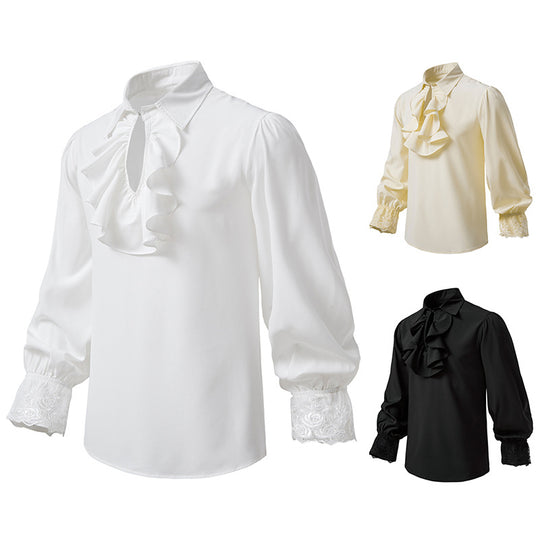 Damen Bluse mit Rüschendetails und Spitzenabschlüssen EB