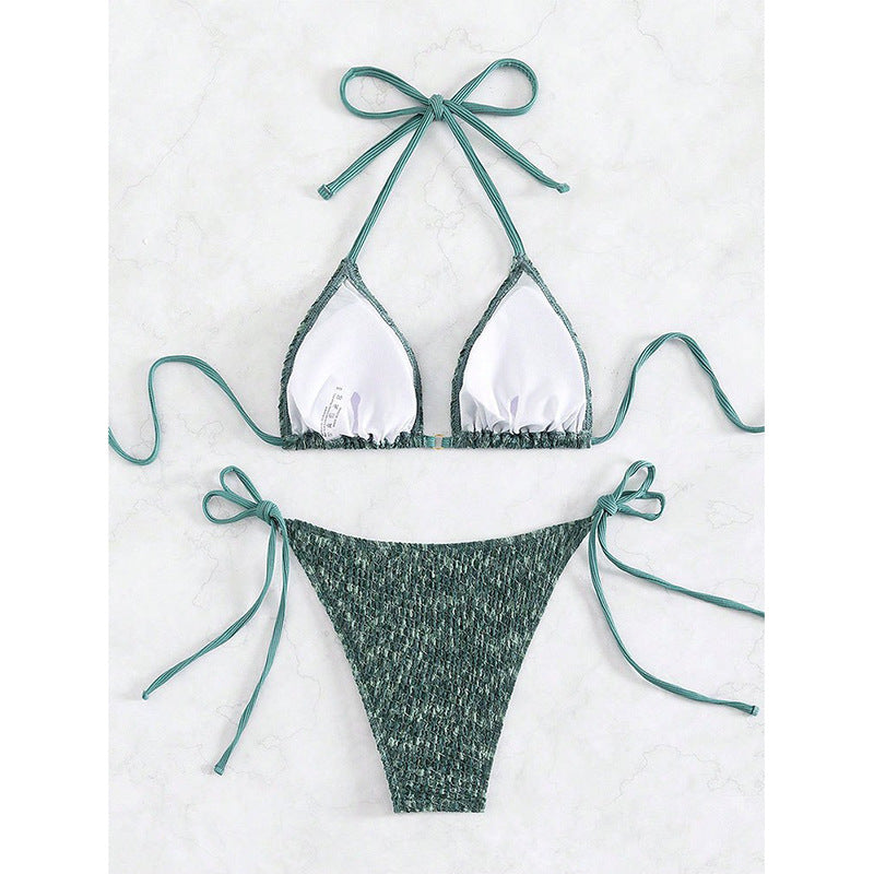 Damen Triangel-Bikini mit eleganten Bindebändern und rippierter Textur EB