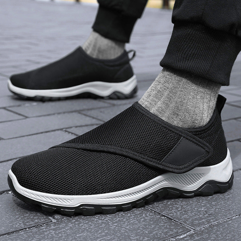 Herren nan atmungsaktiver Slip-On Mesh-Sneaker mit Klettverschluss, gepolsterter Komfortsohle und rutschfester Profilsohle EB