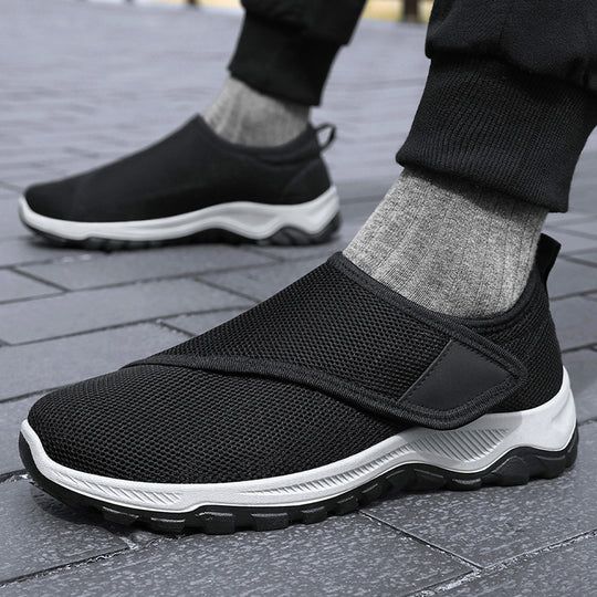 Herren nan atmungsaktiver Slip-On Mesh-Sneaker mit Klettverschluss, gepolsterter Komfortsohle und rutschfester Profilsohle EB