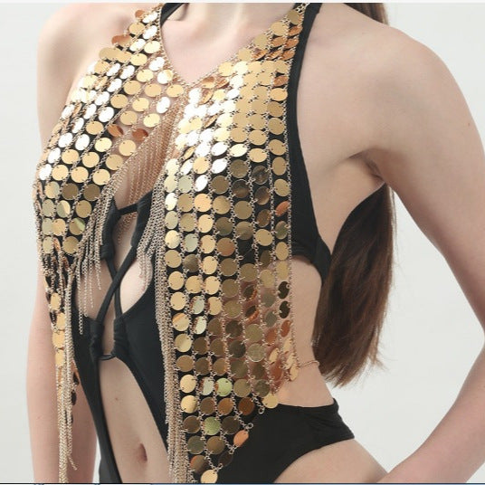 Damen Badeanzug mit glamourösem Metallic-Detail und einzigartigem Schnitt EB