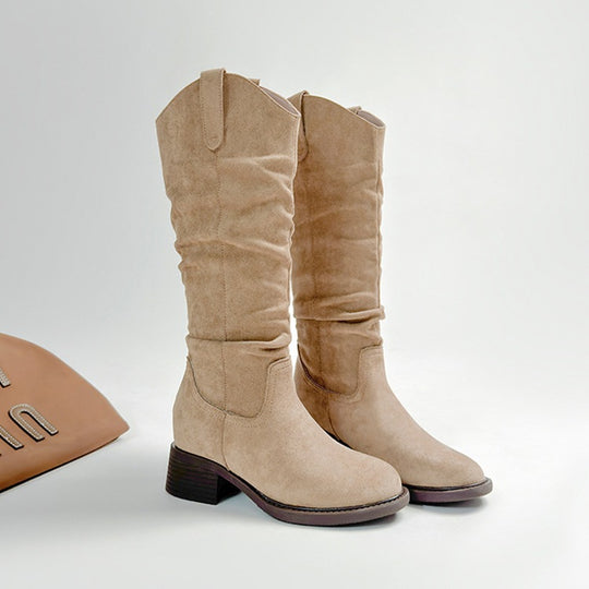 Damen Trendige Overknee Stiefel mit elegantem Blockabsatz EB