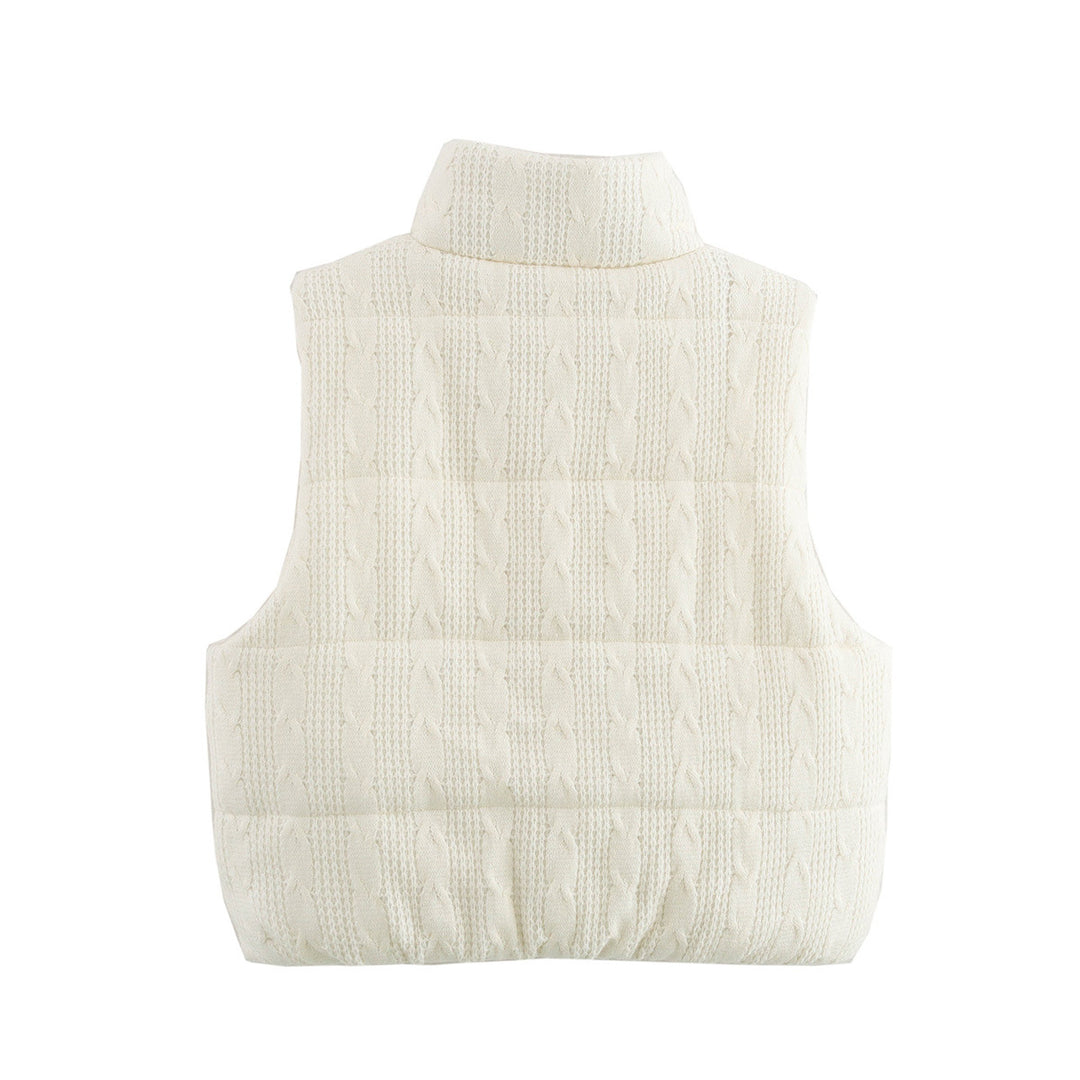 Damen gesteppte Weste mit hochwertigem Strickmuster und praktischen Taschen EB